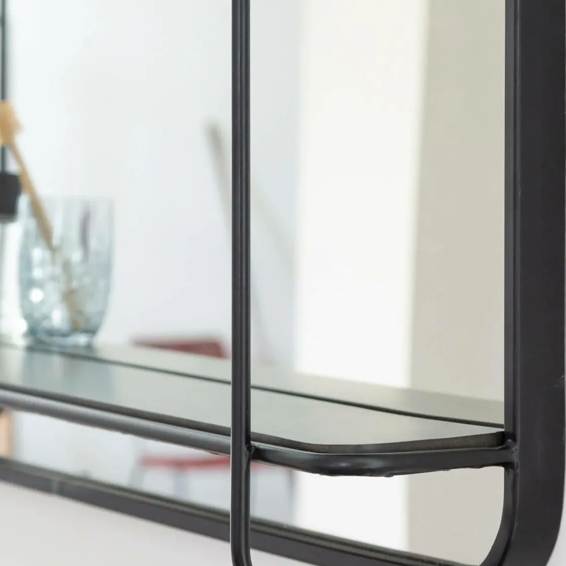 Made in Meubles Miroir|Décoration<Miroir avec étagère en bois et métal Jill