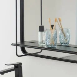 Made in Meubles Miroir|Décoration<Miroir avec étagère en bois et métal Jill