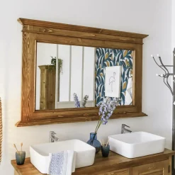 Made in Meubles Miroir<Miroir en bois de pin ciré miel Manel