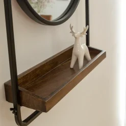 Made in Meubles Décoration<Miroir rond avec étagère en bois et métal Gary