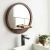 Made in Meubles Miroir|Décoration<Miroir rond avec étagère en bois de manguier Marley