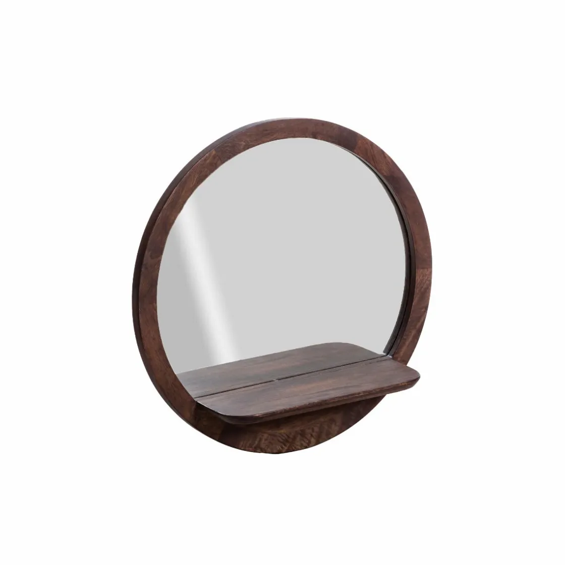 Made in Meubles Miroir|Décoration<Miroir rond avec étagère en bois de manguier Marley