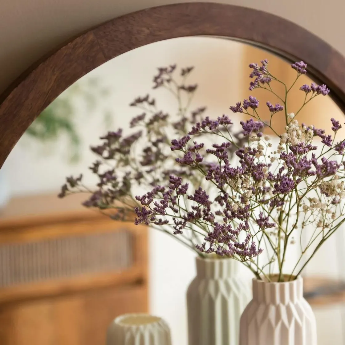 Made in Meubles Miroir|Décoration<Miroir rond avec étagère en bois de manguier Marley