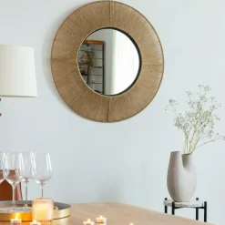 Made in Meubles Miroir|Décoration<Miroir rond en métal et jute Adda