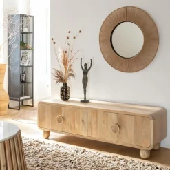 Made in Meubles Miroir|Décoration<Miroir rond en métal et jute Adda