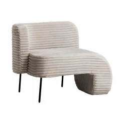 Made in Meubles Fauteuil<Méridienne en velours côtelé blanc Soléa