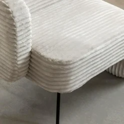 Made in Meubles Fauteuil<Méridienne en velours côtelé blanc Soléa