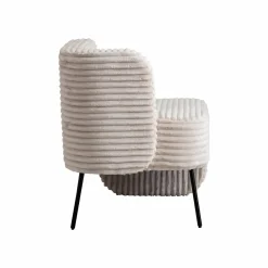 Made in Meubles Fauteuil<Méridienne en velours côtelé blanc Soléa