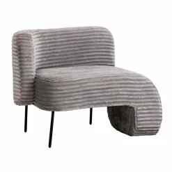 Made in Meubles Fauteuil<Méridienne en velours côtelé gris Soléa