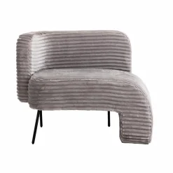 Made in Meubles Fauteuil<Méridienne en velours côtelé gris Soléa
