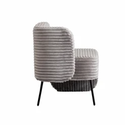 Made in Meubles Fauteuil<Méridienne en velours côtelé gris Soléa