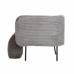 Made in Meubles Fauteuil<Méridienne en velours côtelé gris Soléa