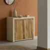 Made in Meubles Buffet<Petit buffet 2 portes en bois effet béton et bois recyclé Dalva