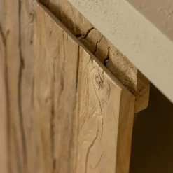 Made in Meubles Buffet<Petit buffet 2 portes en bois effet béton et bois recyclé Dalva