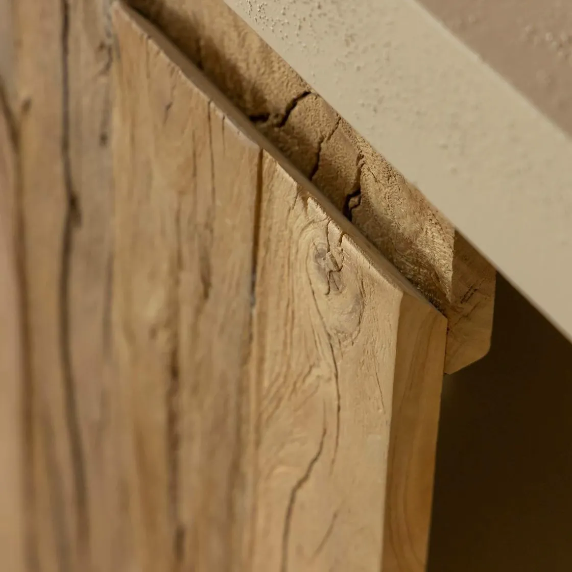 Made in Meubles Buffet<Petit buffet 2 portes en bois effet béton et bois recyclé Dalva