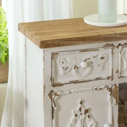 Made in Meubles Buffet<Petit buffet blanc en pin massif brossé Bastille