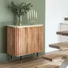 Made in Meubles Buffet<Petit buffet en bois d'acacia et marbre blanc Judith