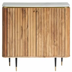 Made in Meubles Buffet<Petit buffet en bois d'acacia et marbre blanc Judith