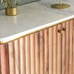 Made in Meubles Buffet<Petit buffet en bois d'acacia et marbre blanc Judith