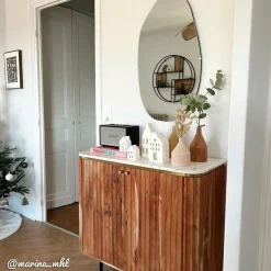 Made in Meubles Buffet<Petit buffet en bois d'acacia et marbre blanc Judith