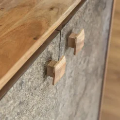 Made in Meubles Buffet<Petit buffet en bois d'acacia et pierre Côme