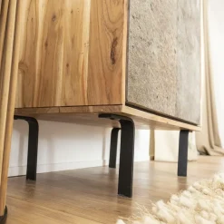 Made in Meubles Buffet<Petit buffet en bois d'acacia et pierre Côme