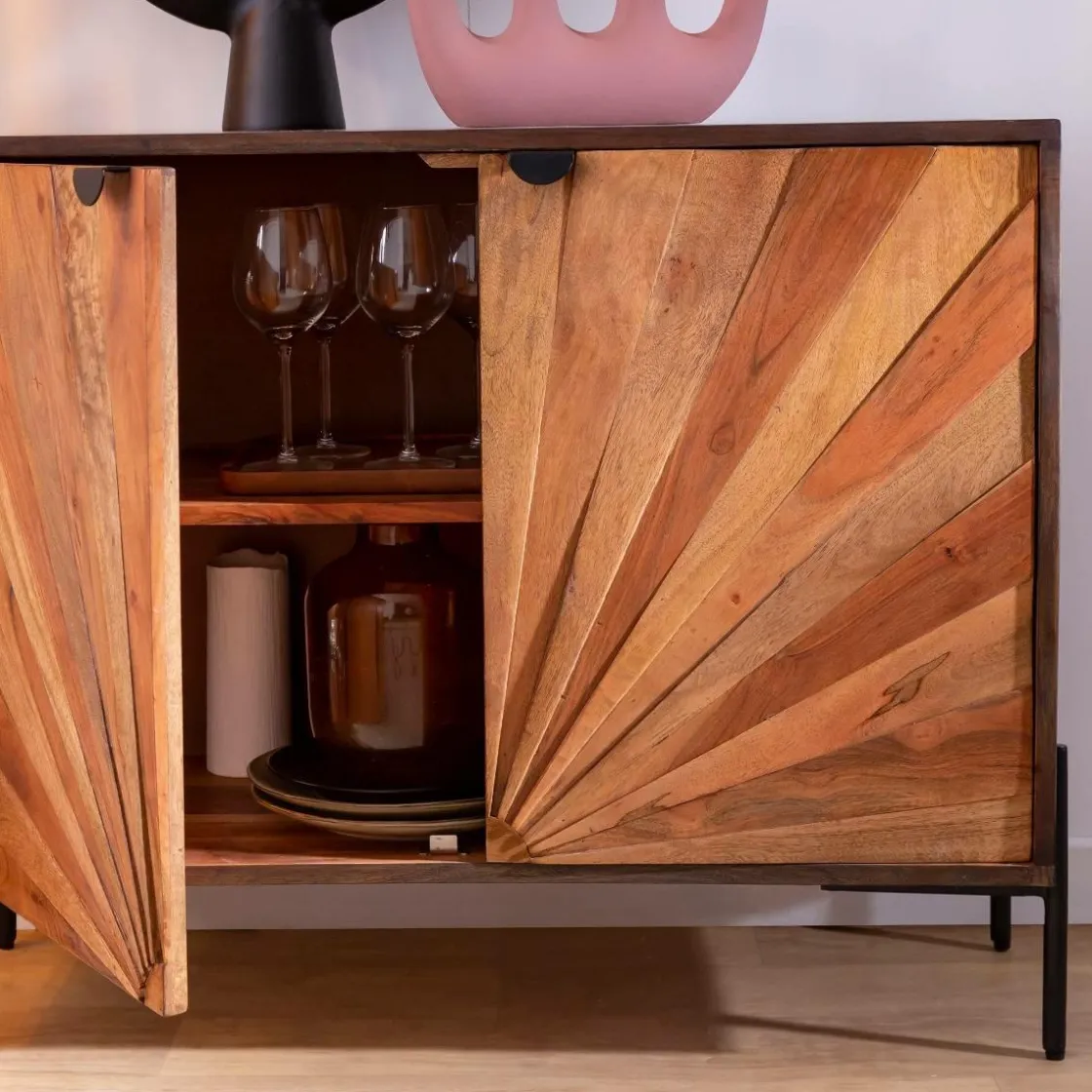 Made in Meubles Buffet<Petit buffet en bois d'acacia Elvira