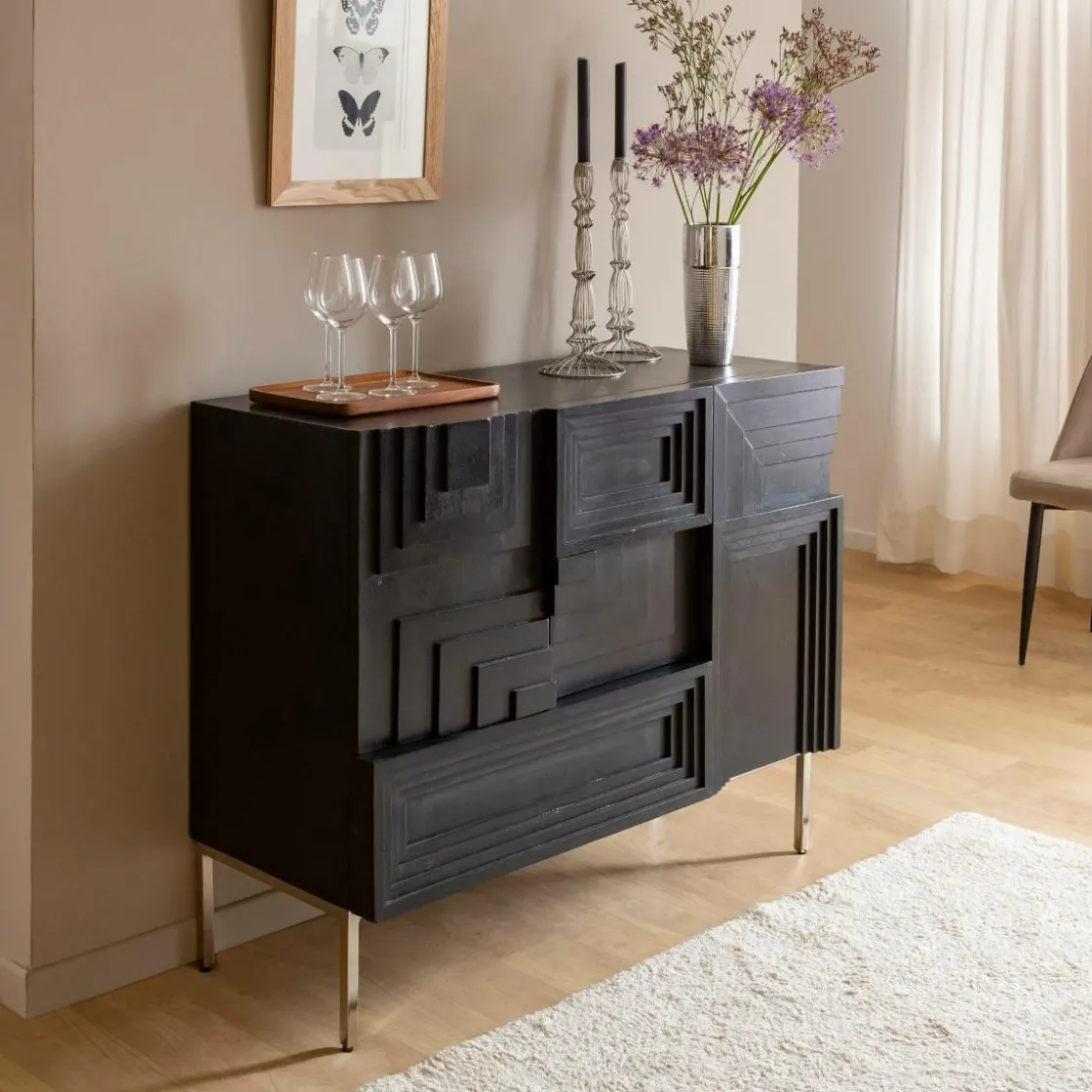 Made in Meubles Buffet<Petit buffet en bois de manguier noir Tristan