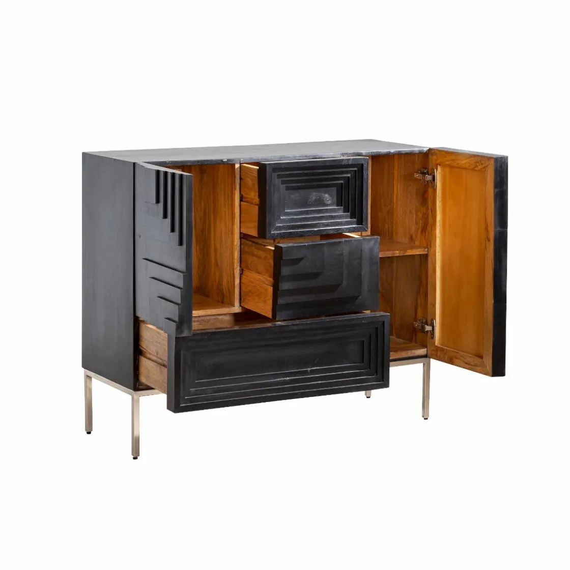 Made in Meubles Buffet<Petit buffet en bois de manguier noir Tristan
