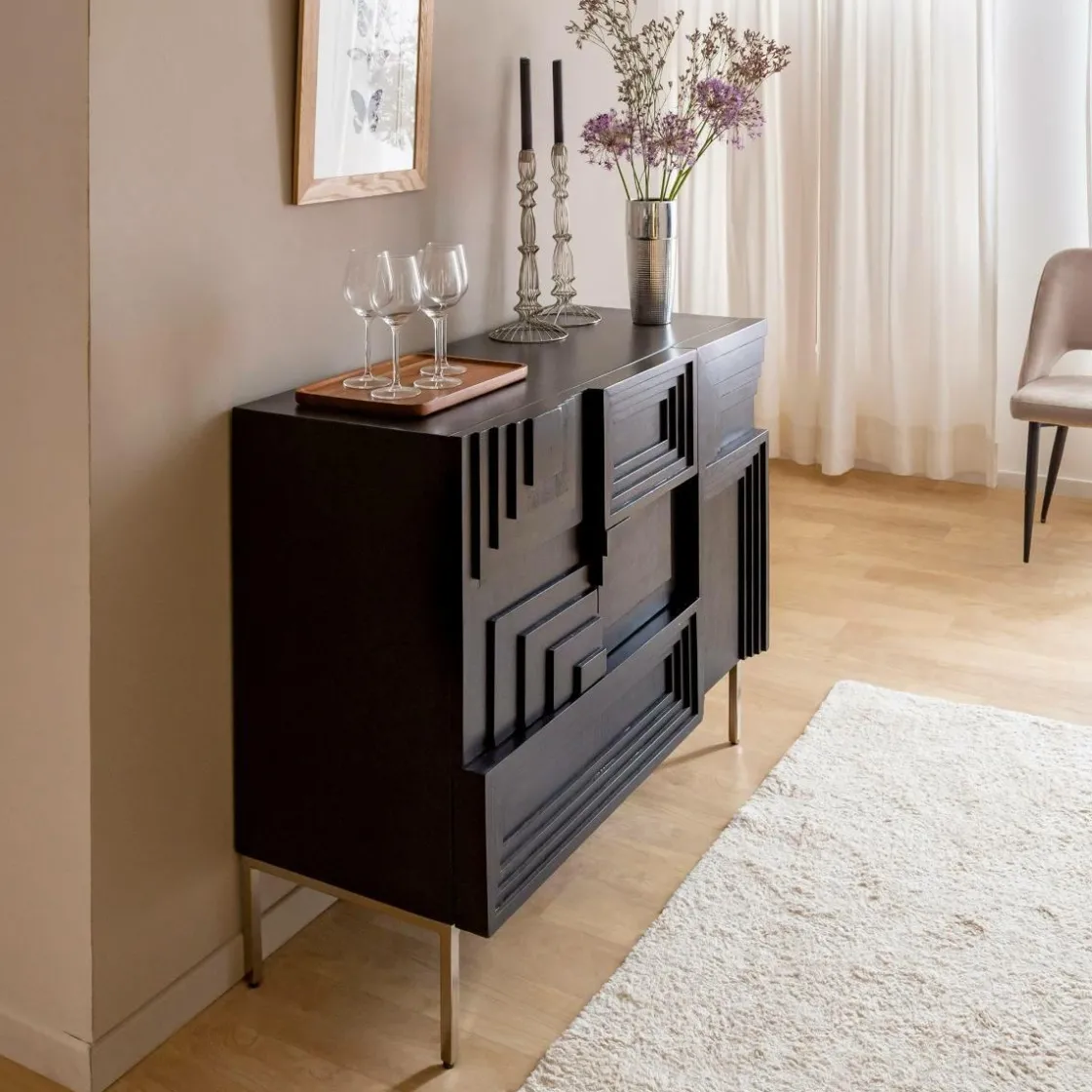 Made in Meubles Buffet<Petit buffet en bois de manguier noir Tristan