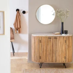 Made in Meubles Buffet<Petit buffet en bois de manguier et terrazzo Ambrine