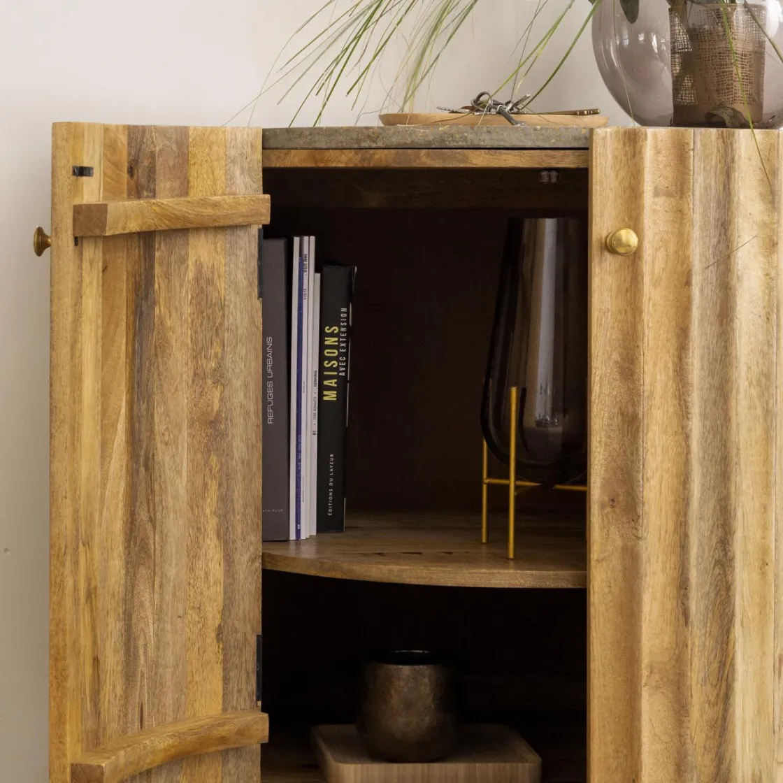 Made in Meubles Buffet<Petit buffet en bois de manguier et terrazzo Bao