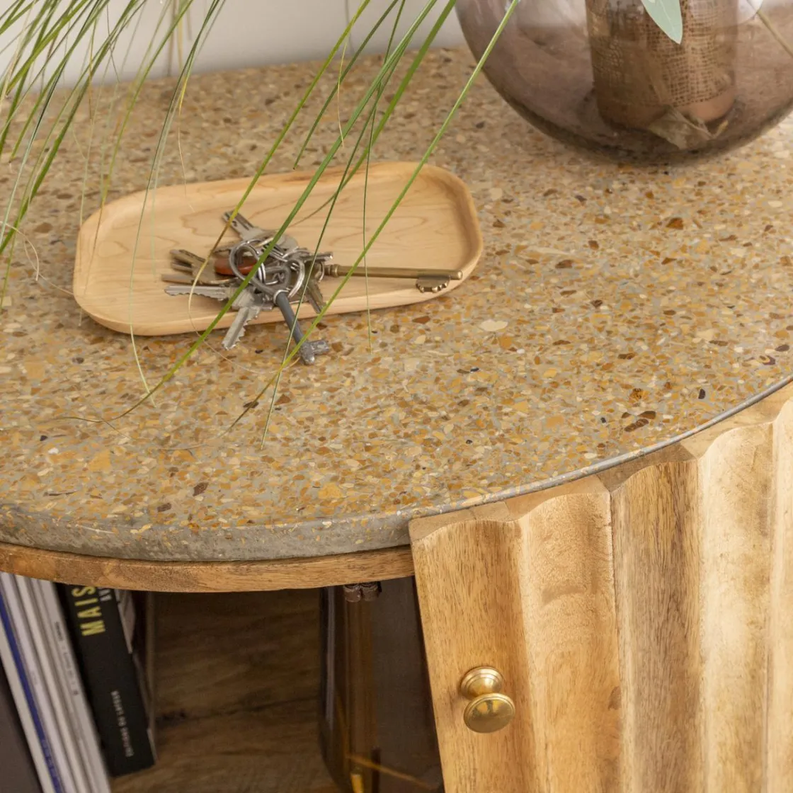 Made in Meubles Buffet<Petit buffet en bois de manguier et terrazzo Bao
