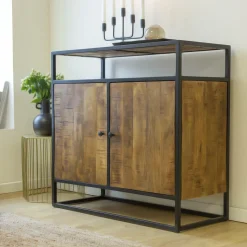 Made in Meubles Buffet<Petit buffet en métal et bois de manguier Marcel
