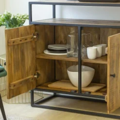 Made in Meubles Buffet<Petit buffet en métal et bois de manguier Marcel