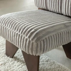 Made in Meubles Fauteuil<Petit fauteuil carré en velours côtelé et bois d'hévéa gris Eleonor