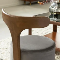 Made in Meubles Fauteuil<Petit fauteuil gris en manguier Adonis