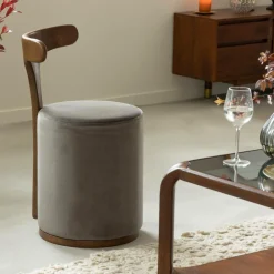 Made in Meubles Fauteuil<Petit fauteuil gris en manguier Adonis