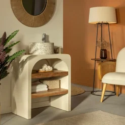 Made in Meubles Meuble Sous Vasque<Petit meuble sous vasque en bois effet béton et bois d'acacia Dalva