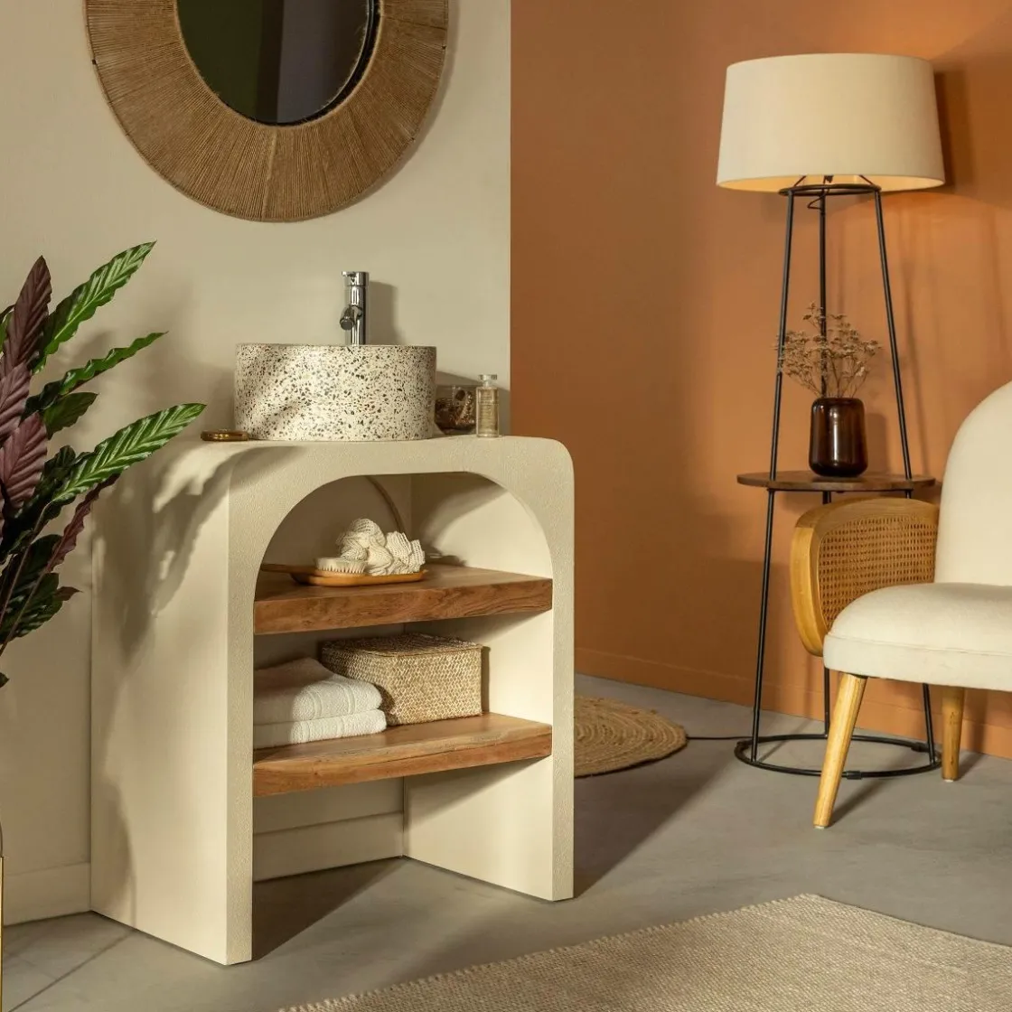 Made in Meubles Meuble Sous Vasque<Petit meuble sous vasque en bois effet béton et bois d'acacia Dalva