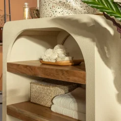 Made in Meubles Meuble Sous Vasque<Petit meuble sous vasque en bois effet béton et bois d'acacia Dalva