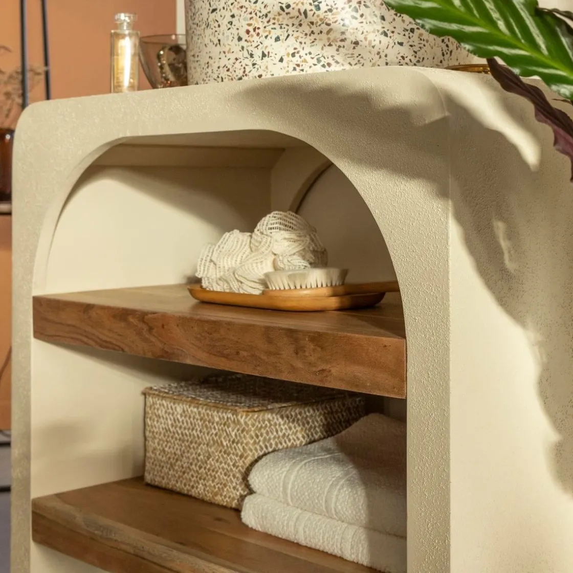 Made in Meubles Meuble Sous Vasque<Petit meuble sous vasque en bois effet béton et bois d'acacia Dalva