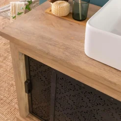 Made in Meubles Meuble Sous Vasque<Petit meuble sous vasque en bois de manguier Sahara