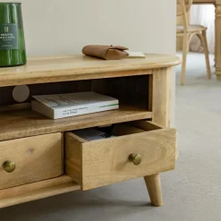 Made in Meubles Meuble Tv<Petit meuble TV arrondi en bois de manguier Maëva