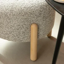 Made in Meubles Tabouret<Petit tabouret en tissu bouclette gris Nério