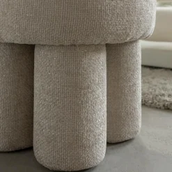 Made in Meubles Tabouret<Petit tabouret en tissu écru Toby