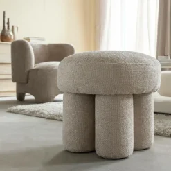 Made in Meubles Tabouret<Petit tabouret en tissu écru Toby