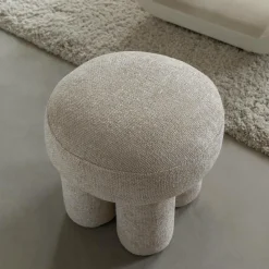 Made in Meubles Tabouret<Petit tabouret en tissu écru Toby