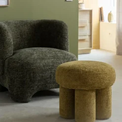 Made in Meubles Tabouret<Petit tabouret en tissu kaki Toby
