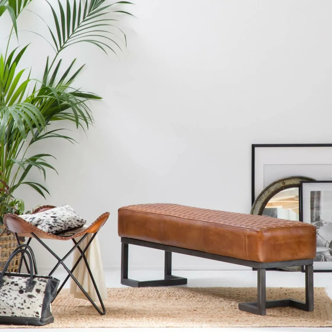 Made in Meubles Décoration<Pochette en cuir et peau de vache, noir et blanc